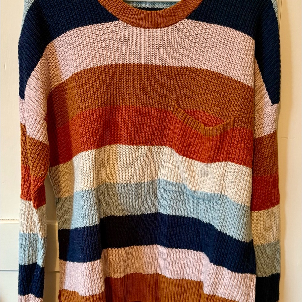 Madewell Striped Sweater with Patch Pocket, Size Small